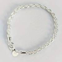 925 Sterling Silver 4MM Rope Chain Bracelet with Heart Charm, 20CM Length 150