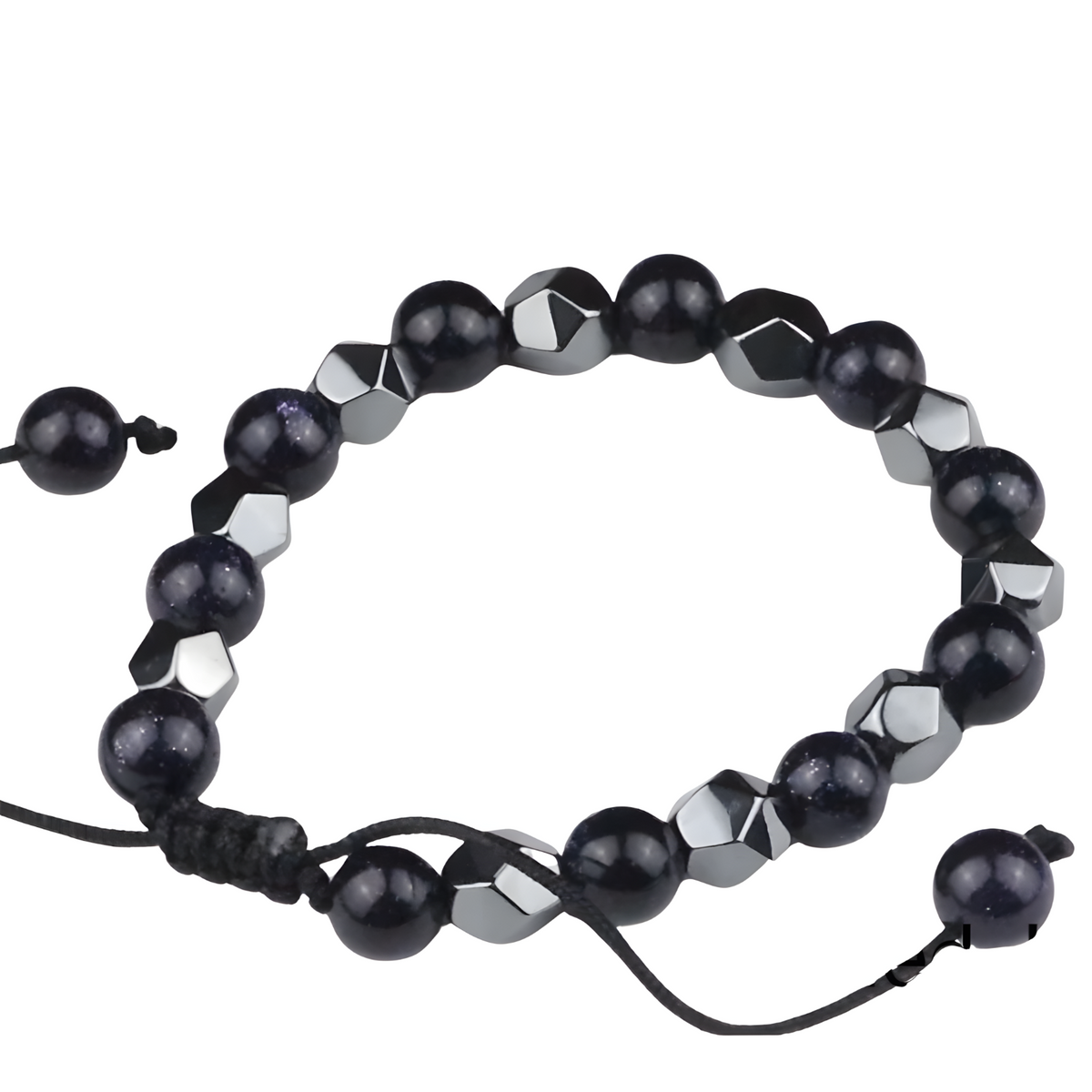 8mm Blue Sandstone Beaded Bracelet Adjustable Macrame Bracelet Unisex Spark 1355