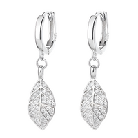 Elegant Leaf Drop Earrings Women - Sterling Silver 925, Sparkling CZ Crystal 300