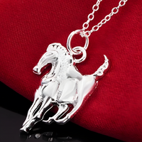 Elegant Horse Pendant Necklace, Premium Animal Charm Necklace link chain 1428