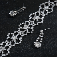 Silver Crystal Choker Necklace & Earrings Set Women – Sparkling Rhinestone 689