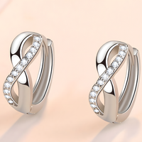 925 Sterling Silver Twist Zircon Earrings for Women – Elegant Geometric Clip 804