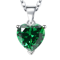 Sterling 925 Silver Heart Green Crystal Necklace Earrings Ring Set Her Gift B35