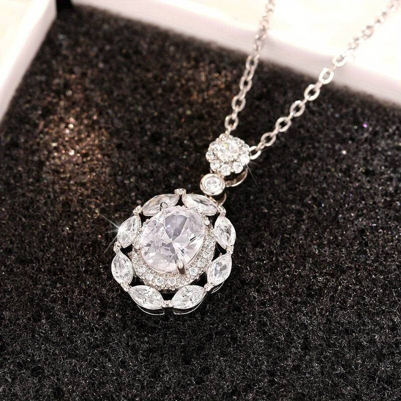 Unified Jewellery® Women's Oval White Sapphire Pendant Necklace, 925 Sterl 12 UK