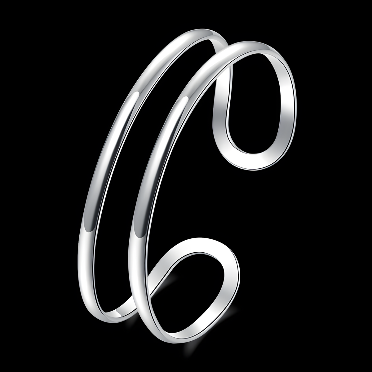 Unified Jewellery Premium Double Circle Adjustable Open Cuff Bangle 1838