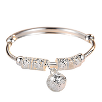 Sterling Silver Filigree Bell Bangle Women 925 Adjustable Open Cuff Bracelet 870