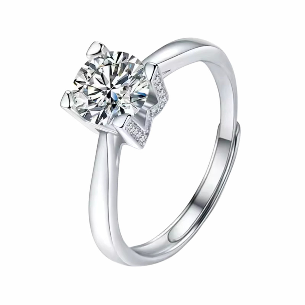 Adjustable Ring Solitaire Hidden Pavé Basket Statement Ring Diamond Look 1676