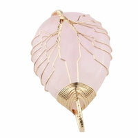 Gold Pink Crystal Tree Of Life Pendant Necklace For Women Oval Gemstone 1343