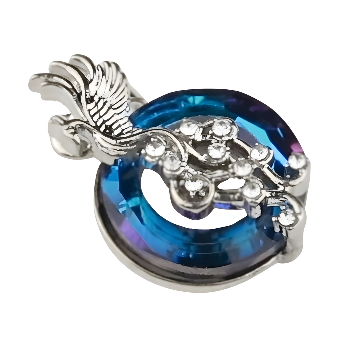 Blue Fire Phoenix Necklace for Women Girls, Ocean Crystal Rebirth Pendant 1393