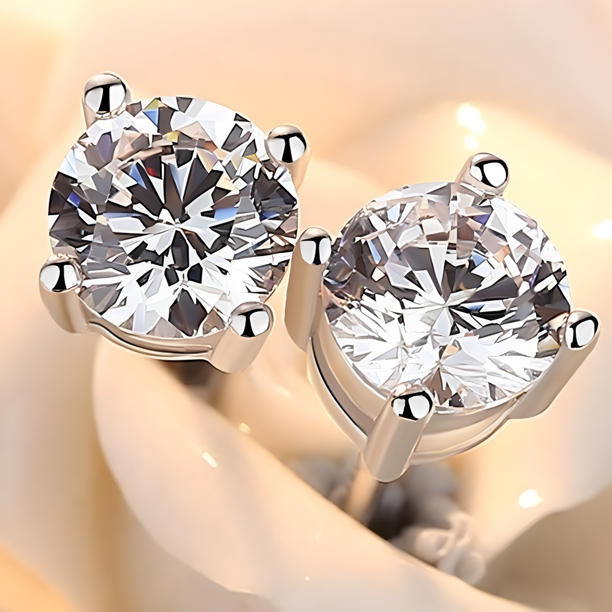 Classic Round Stud Earrings for Women – Sparkling Cubic Zirconia Solitaire 1008