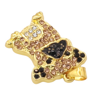 Pug Pendant Necklace — Gold Plated Brass Pendant with Black & Clear Cubic B242