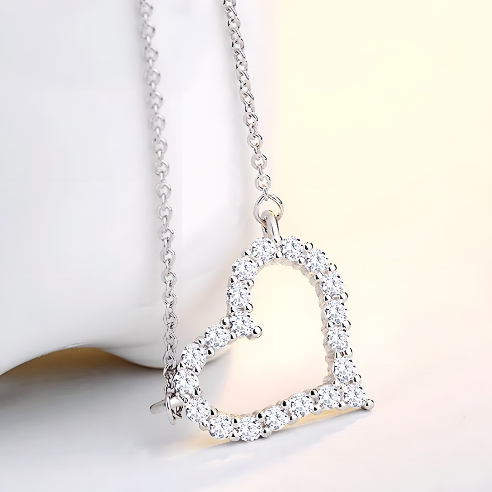 925 Sterling Silver Heart Pendant Necklace for Women | Adjustable Chain AAA 259
