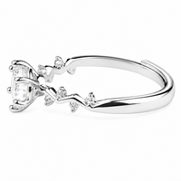 Adjustable Zigzag Zircon Engagement Ring, Round Brilliant Cut Solitaire 1632