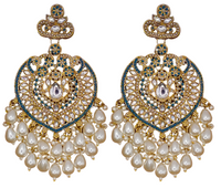 Elegant Bollywood Inspired Gold Kundan Earrings - Traditional Indian Jewelry 228