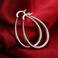 925 Sterling Silvery Double Hoop Earrings For Women - Vintage Boho Style 146