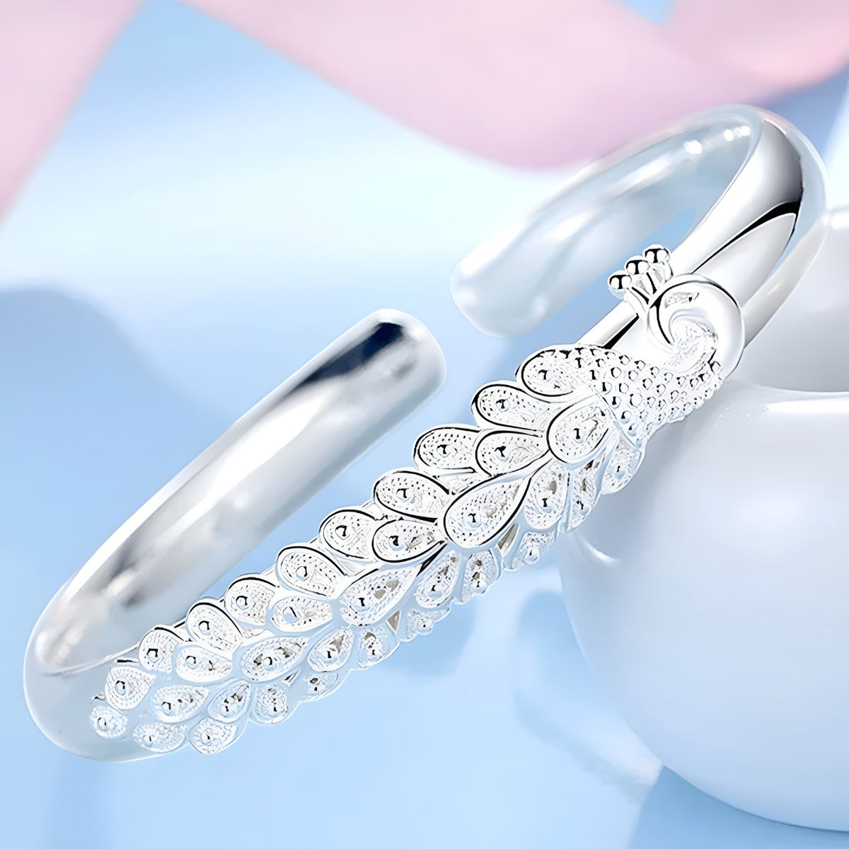 Unified Jewellery Polished 925 Sterling Silver Rhodium Plated Round Bracelet 400