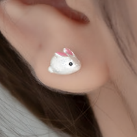 Rabbit Earrings for Women – 925 Silver-Plated Copper Alloy Cute Animal Studs 956