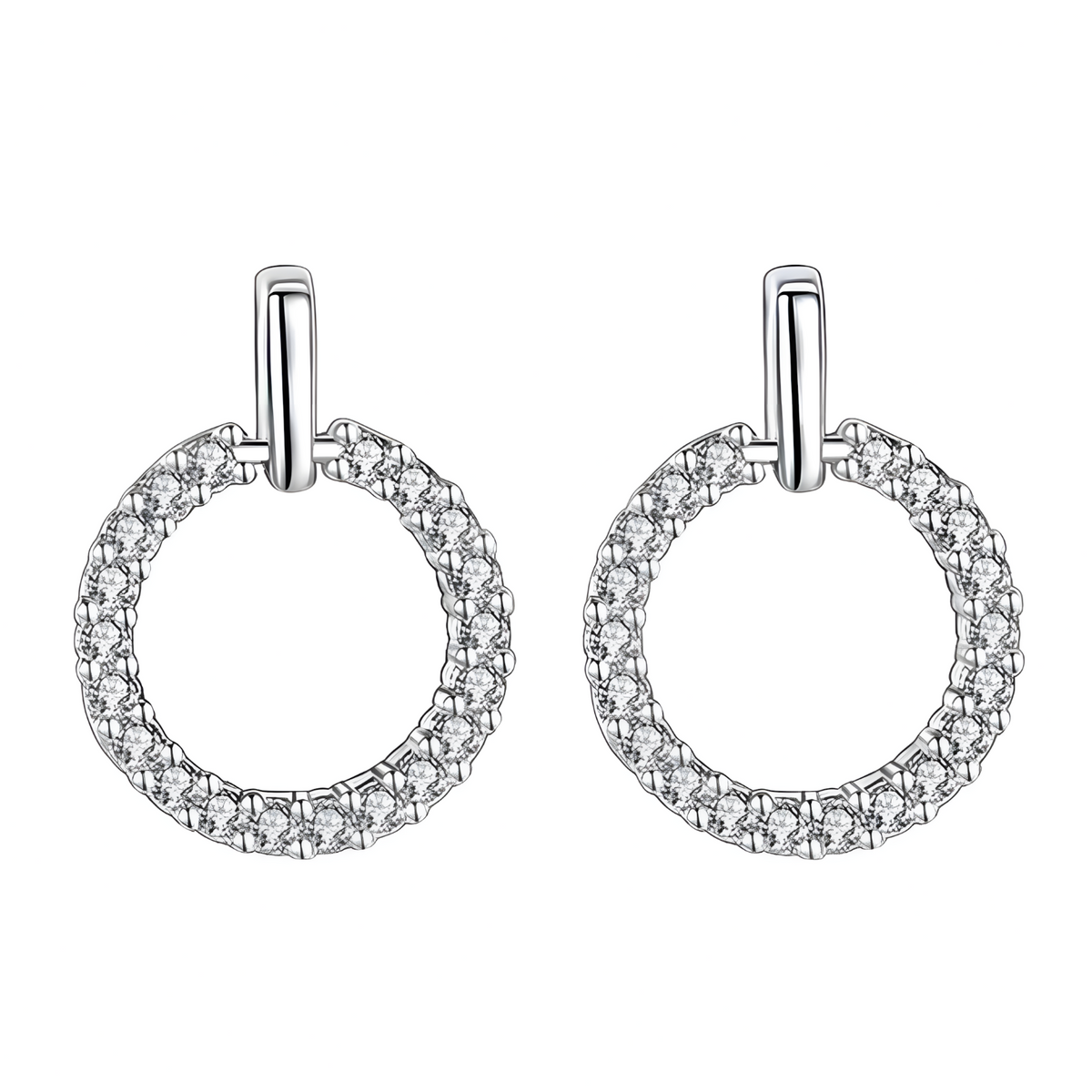 925 Sterling Silver Circle Hoop Earring Elegant Crystal Stud Hoops for Women 323