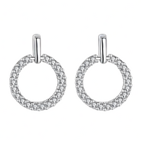 925 Sterling Silver Circle Hoop Earring Elegant Crystal Stud Hoops for Women 323