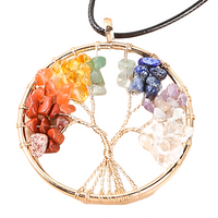 Chakra Tree Of Life Crystal Pendant Necklace Rainbow Gemstone 7 Chakra 1074