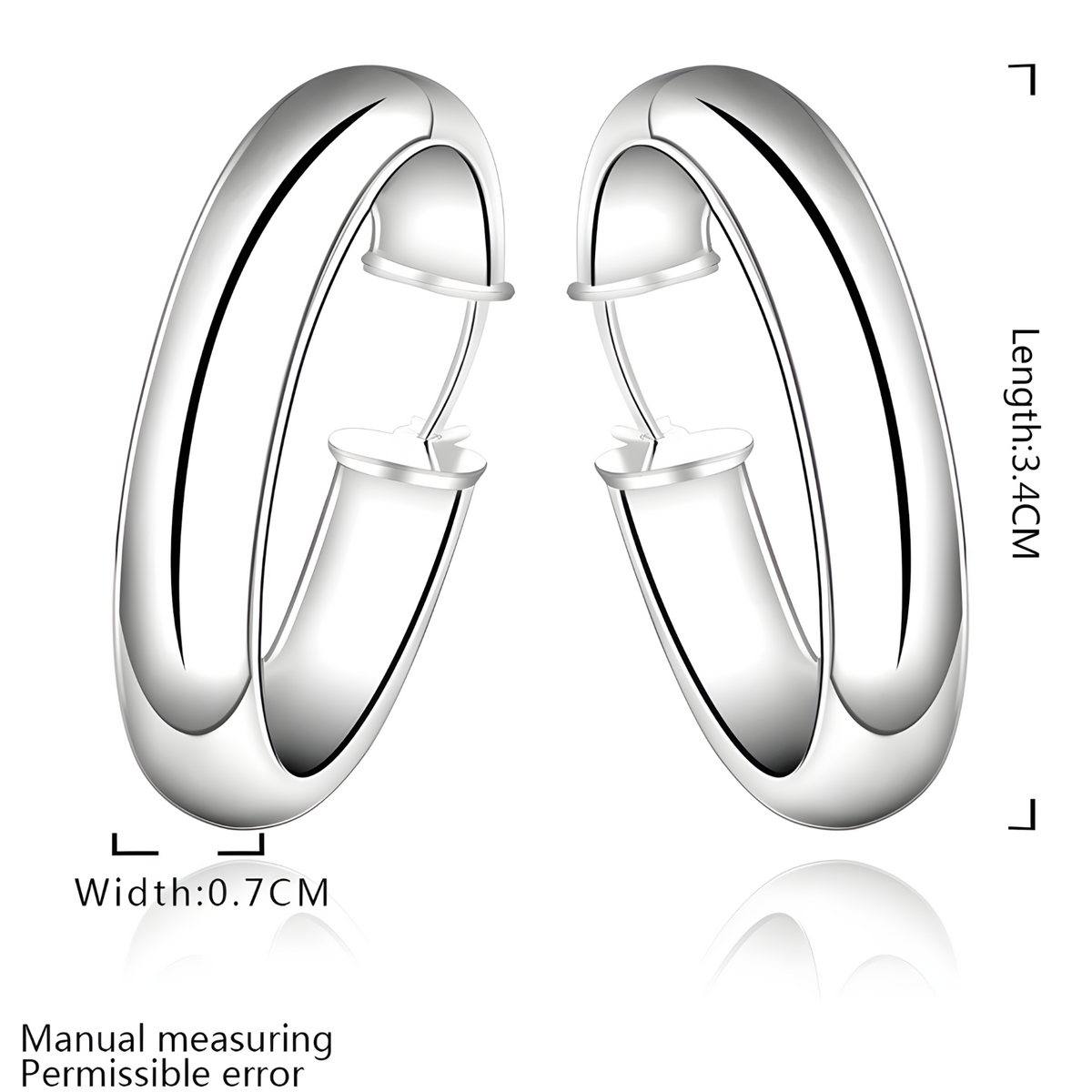 Sterling Silver-Plated Hoop Earrings – Elegant 3.4 cm Large Hoops for Women 902
