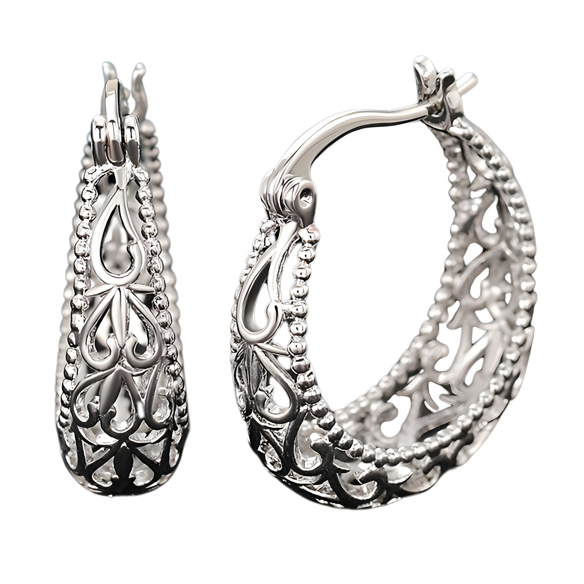 Elegant Hollow-Out Design Hoop Earrings for Women Graceful Vintage Inspired 559