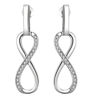 Infinity Loop Earrings in Silver Colour – Sparkling Pave Stones, 0.94" Drop  154