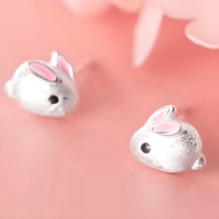Rabbit Earrings for Women – 925 Silver-Plated Copper Alloy Cute Animal Studs 956