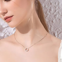 925 Sterling Silver Jewelry Round Zircon Pendants Necklaces Women Fine Semi 265