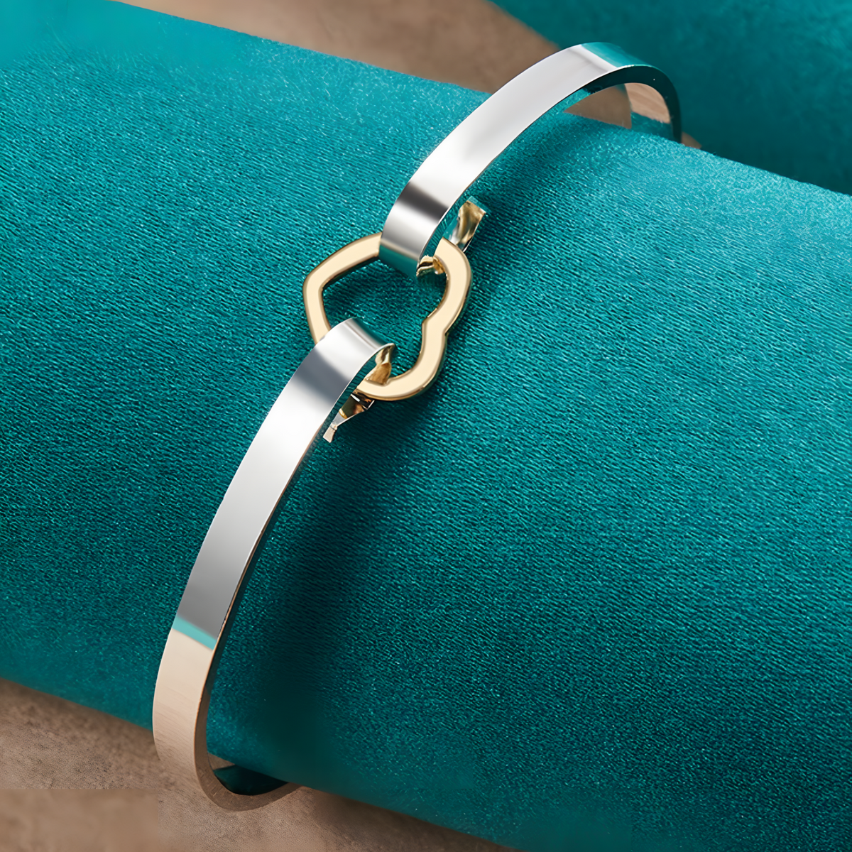 Sterling Silver Bangle, Adjustable Open Cuff Heart Charm, Silver Tone 408