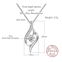 925 Sterling Silver Twisted Zircon Pendant Necklace Elegant Women’s Fashion 257