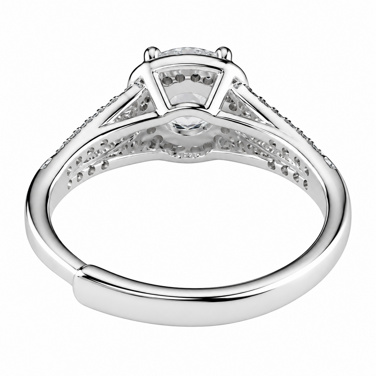 Luxury Round Brilliant Cut Zirconia Halo Ring Adjustable Split Band 1648