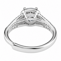 Luxury Round Brilliant Cut Zirconia Halo Ring Adjustable Split Band 1648