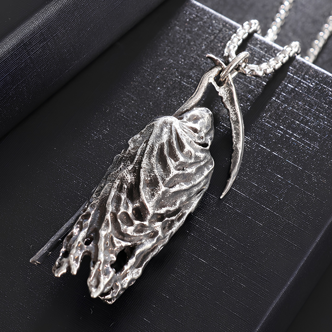 Unified Jewellery Grim Reaper Scythe Pendant Necklace 60cm Chain Gothic 6cm 1892