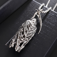 Unified Jewellery Grim Reaper Scythe Pendant Necklace 60cm Chain Gothic 6cm 1892