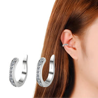 925 Sterling Silver CZ Ear Cuff, No Piercing Crystal Ear Climber, Zirconia 330