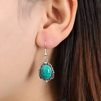Vintage Turquoise Jewelry Set Women Necklace Bracelet Earrings Blue Stone B265