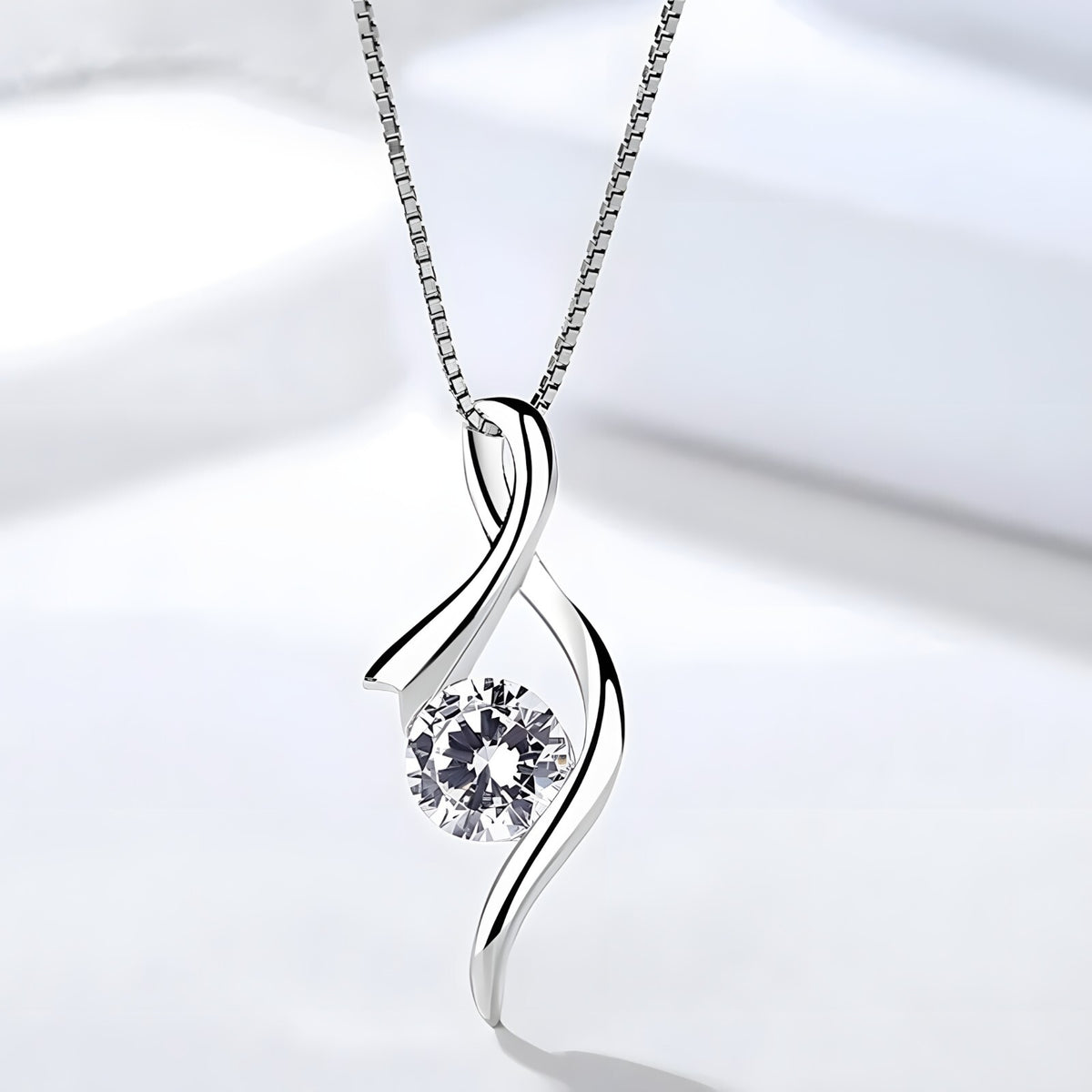 Sterling Silver Infinity Twist Pendant Necklace for Women Real 925 Box Chain 290