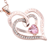18K Gold Plated Zinc Alloy Blue Heart Stone and Princess Cut Rhinestones  B311