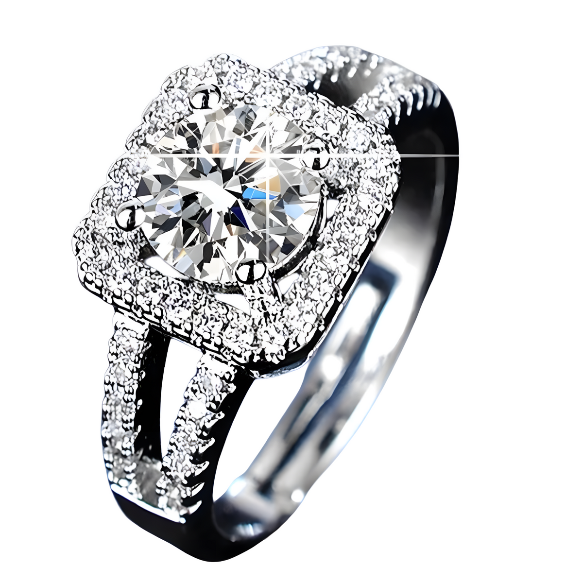 Elegant Cushion Cut Halo Engagement Ring for Women Sparkling Crystal 496