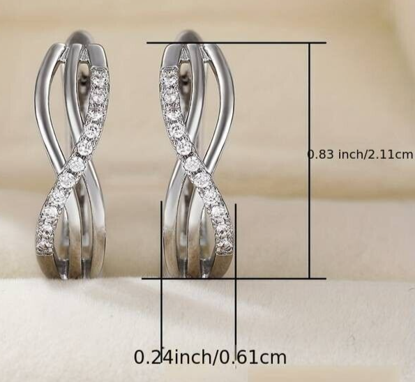 Unified Jewellery® - Women's 925 Silver Infinity Hoop Earrings with Zircon 7 UK