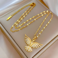 Vintage Phoenix Bird Pendant Necklace Adjustable 40-45CM Chain CZ Crystal 1481