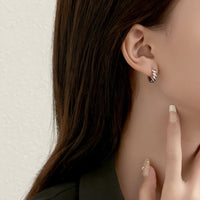 Sterling Silver Hoop Earrings with Multi-Color Cubic Zirconia Huggie Hoops 344
