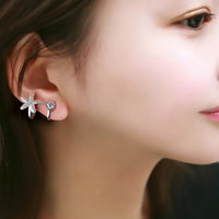 925 Sterling Silver Starfish & CZ Spiral Cuff Earrings - Unique Ear Climber 354