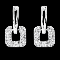 925 Sterling Silver Geometric Hoop Earrings Sparkling CZ Square Drop Hoops 316