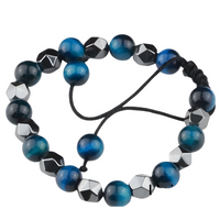 MultiColor 8mm Tiger Eye Beaded Bracelet Adjustable Macrame Bracelet Unisex 1356