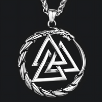 Valknut Ouroboros Pendant Necklace - Norse Viking Symbol - Silver Plated 1120
