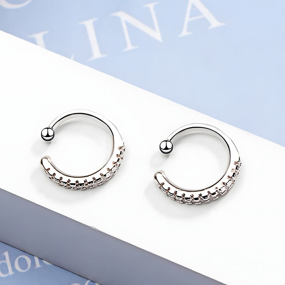 Tiny Huggie Hoop Earrings for Women 925 Sterling Silver Cubic Zirconia Cuff 314