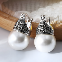 Vintage Simulated Pearl Dangle Earrings Women Elegant Wedding Bridal Jewelry 651