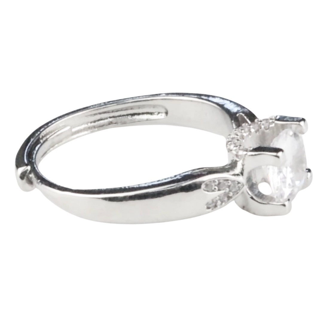 Adjustable Wedding Ring Hidden Halo Split Band Pavé Statement Ring Diamond 1669